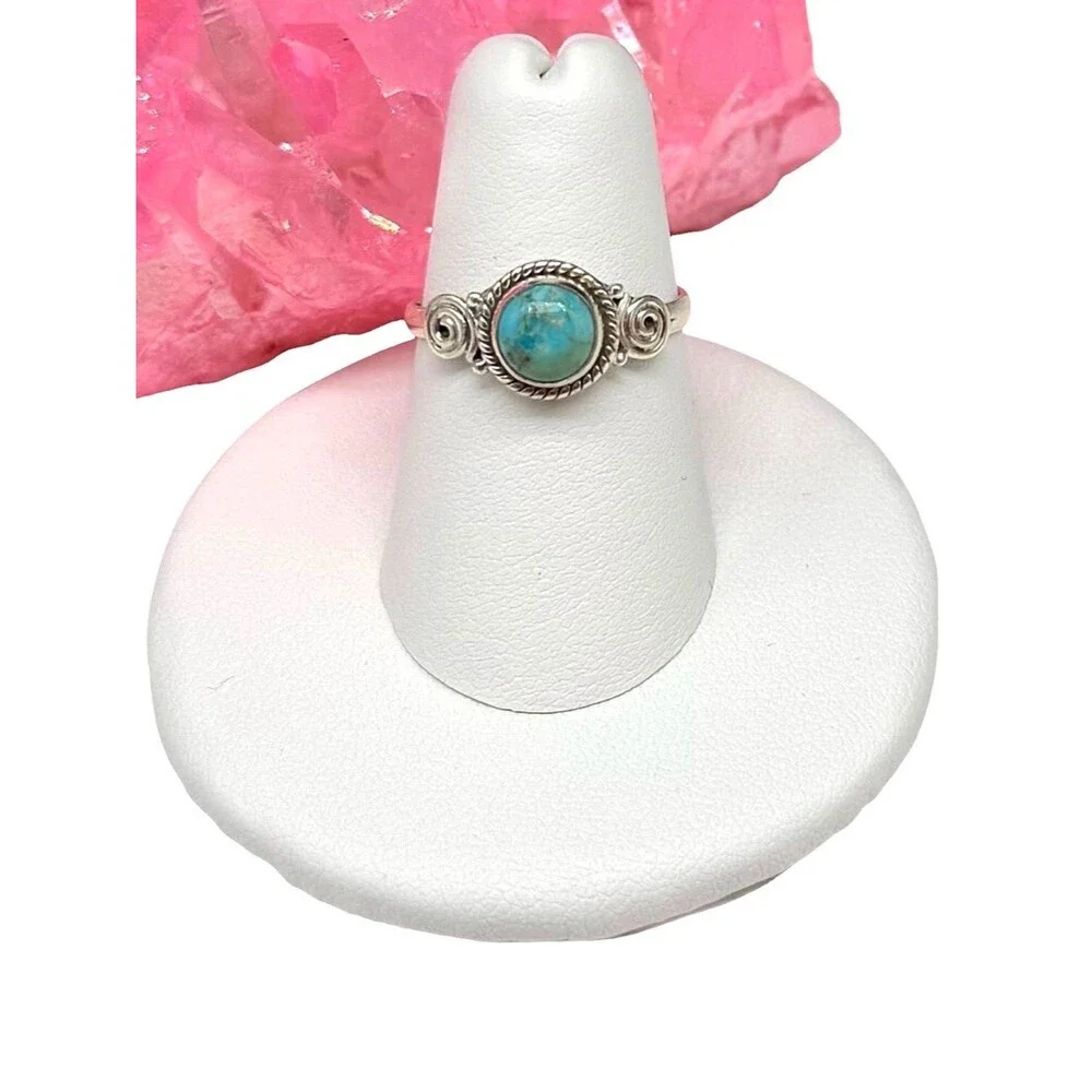 Kingman Turquoise Ring Size 6 Solid 925 Sterling Silver